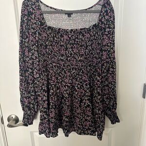Torrid Floral Long Sleeve babydoll top